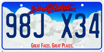 SD license plate 98JX34