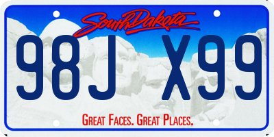 SD license plate 98JX99