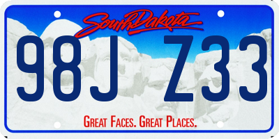 SD license plate 98JZ33