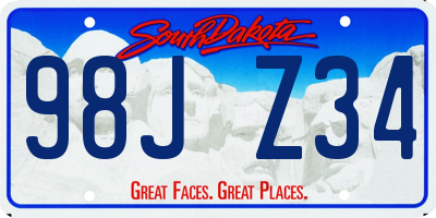SD license plate 98JZ34