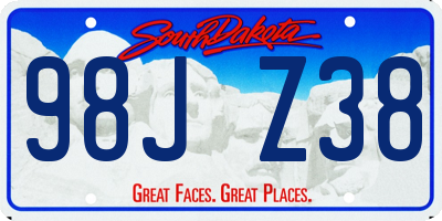 SD license plate 98JZ38