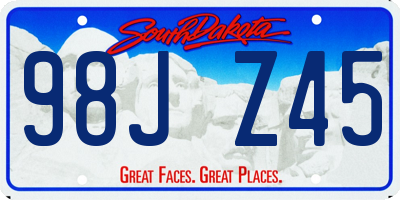 SD license plate 98JZ45