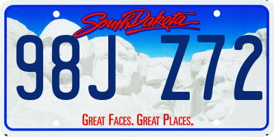 SD license plate 98JZ72