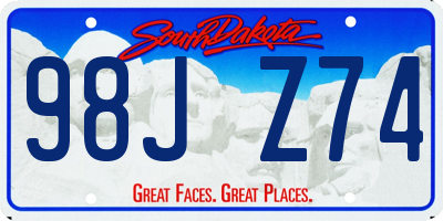 SD license plate 98JZ74