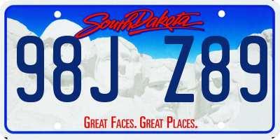 SD license plate 98JZ89