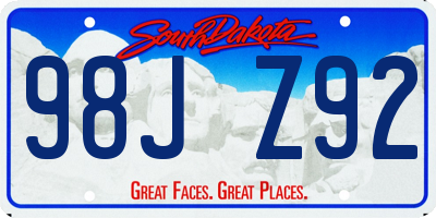 SD license plate 98JZ92