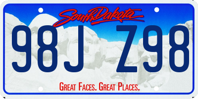 SD license plate 98JZ98