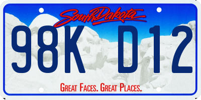 SD license plate 98KD12