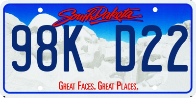 SD license plate 98KD22