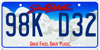 SD license plate 98KD32