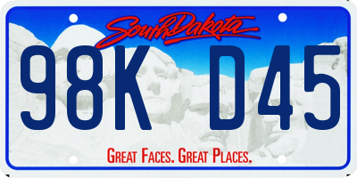 SD license plate 98KD45