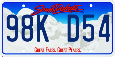 SD license plate 98KD54