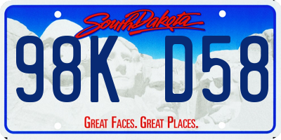 SD license plate 98KD58