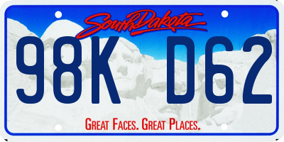 SD license plate 98KD62