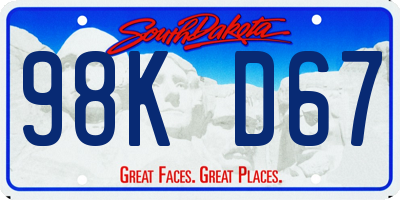 SD license plate 98KD67