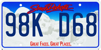 SD license plate 98KD68