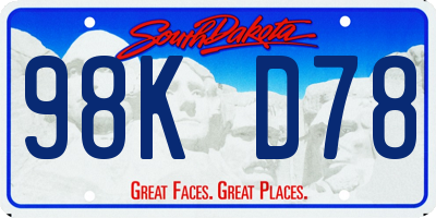 SD license plate 98KD78