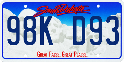 SD license plate 98KD93