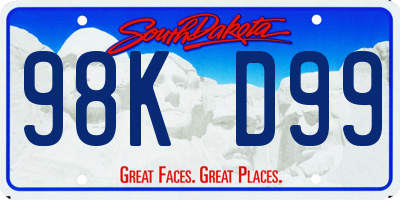SD license plate 98KD99