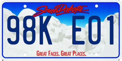 SD license plate 98KE01