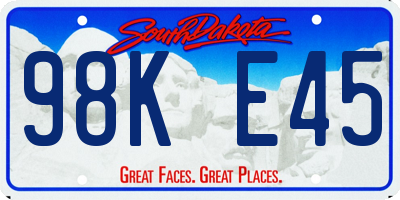 SD license plate 98KE45