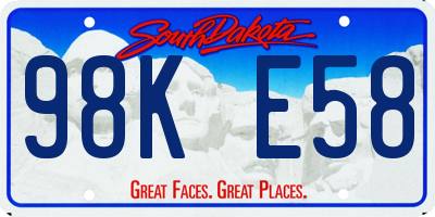 SD license plate 98KE58