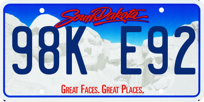 SD license plate 98KE92