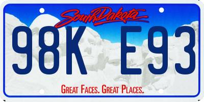 SD license plate 98KE93
