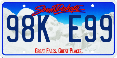 SD license plate 98KE99