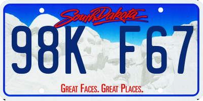 SD license plate 98KF67