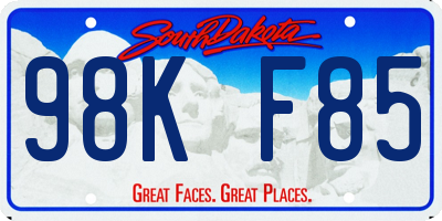 SD license plate 98KF85