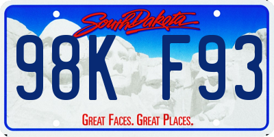 SD license plate 98KF93