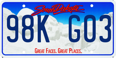 SD license plate 98KG03