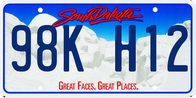 SD license plate 98KH12