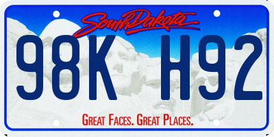 SD license plate 98KH92