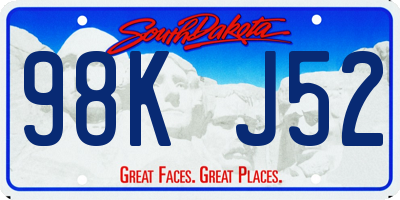 SD license plate 98KJ52