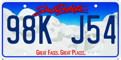 SD license plate 98KJ54