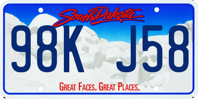 SD license plate 98KJ58