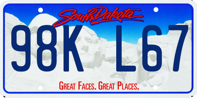 SD license plate 98KL67