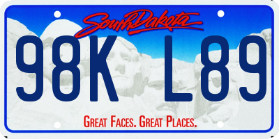 SD license plate 98KL89