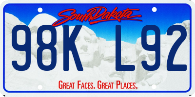 SD license plate 98KL92
