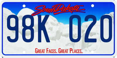 SD license plate 98KO20