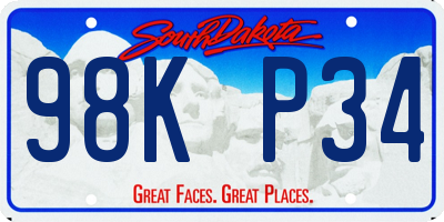 SD license plate 98KP34