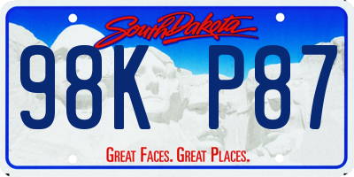 SD license plate 98KP87