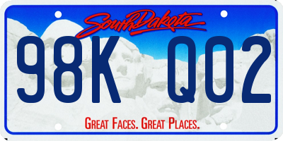 SD license plate 98KQ02