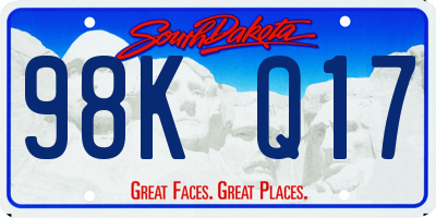 SD license plate 98KQ17