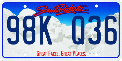 SD license plate 98KQ36