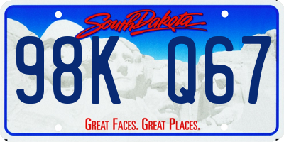 SD license plate 98KQ67