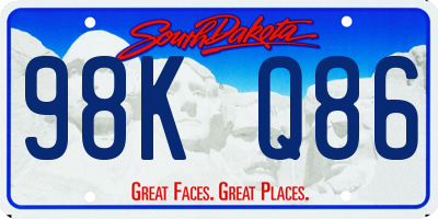 SD license plate 98KQ86