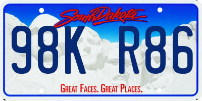 SD license plate 98KR86